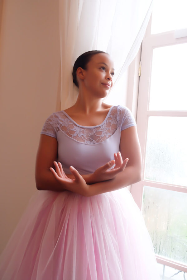 Marie Lace Cap-Sleeve Leotard